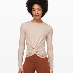 Lululemon Athletica White Twist Front Long Sleeve Top
